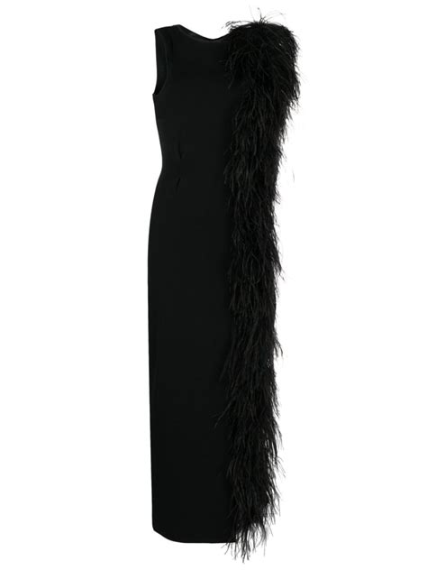 Rachel Gilbert Elcie Feather Trim Dress In Black Lyst
