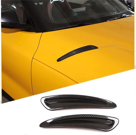 Fgtagtal Real Carbon Fiber Hood Air Vent Trim Cover Fit For