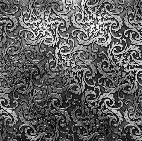 Hd Wallpaper Grey Damask 3d Wallpaper Metal Pattern
