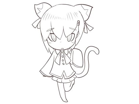 Random Chibi Kitten Girl Lineart By Yiya Styles On Deviantart