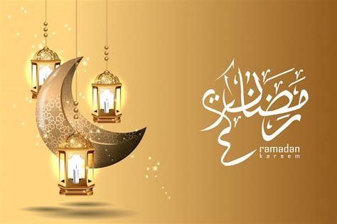 Gold Ramadan Kareem Background With Gold Arabic Calligraphy With Golden