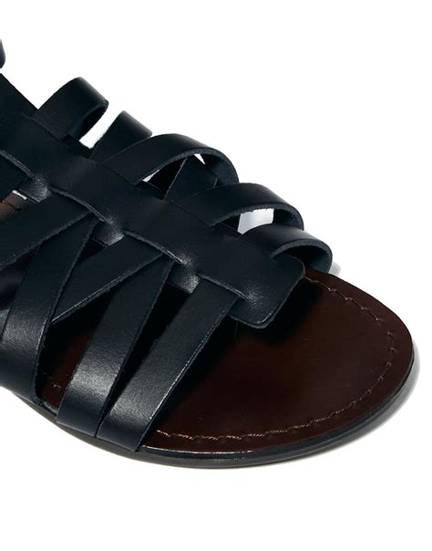 steve madden plato multi strap black gladiator flat sandals in black lyst