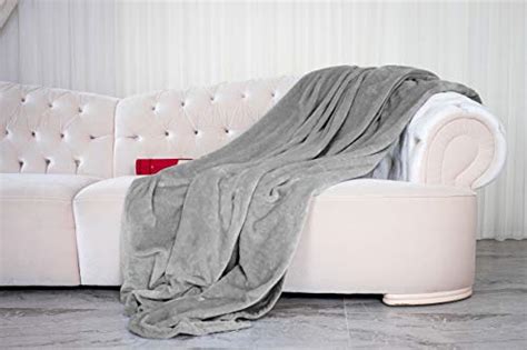 Wolfmark Oversized Sherpa Throw Blanket 60 Inches X 72 Inches Grey