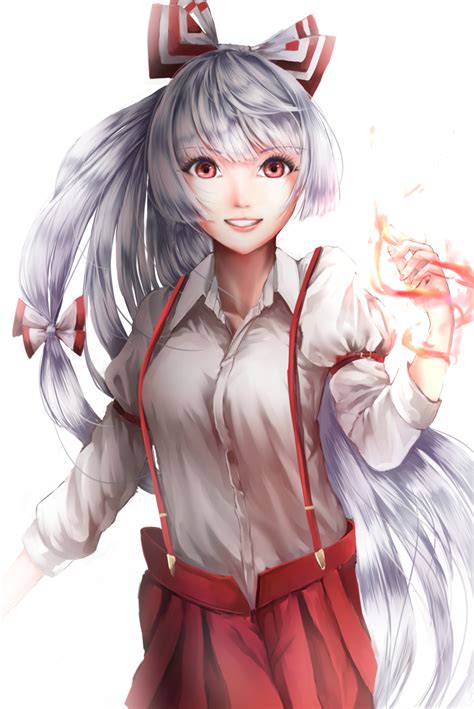 Shiromoru Yozakura Rety Fujiwara No Mokou Touhou Silver Hair Absurdres Bad Id Bad Pixiv