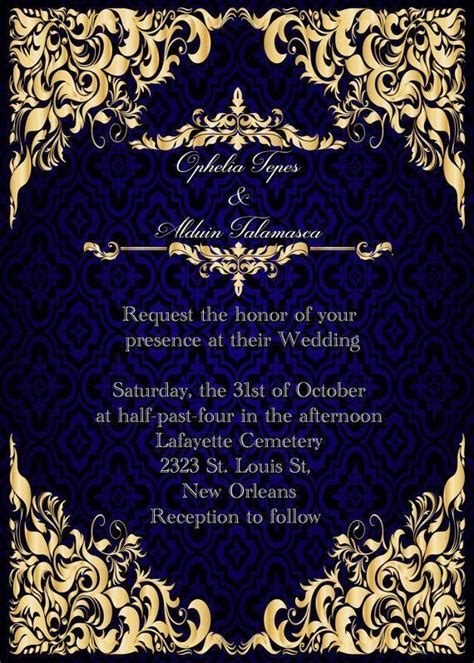 Royal Blue And Gold Wedding Invitation Templates Free