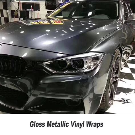 Upgrade High End Car Wrappin Gloss Metallic Gunmetal Vinyl Wrap Car