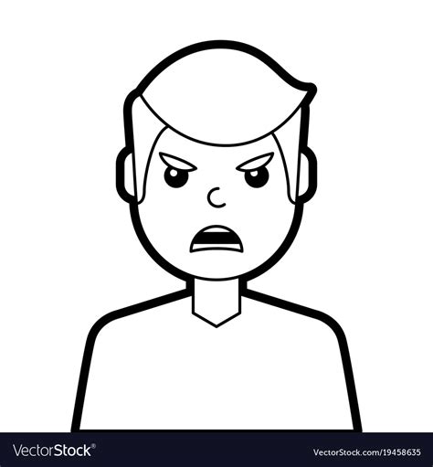 Portrait Man Face Angry Expression Cartoon Vector Image