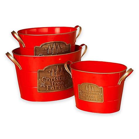 Gerson Red Christmas Buckets Set Of 3 Bed Bath And Beyond