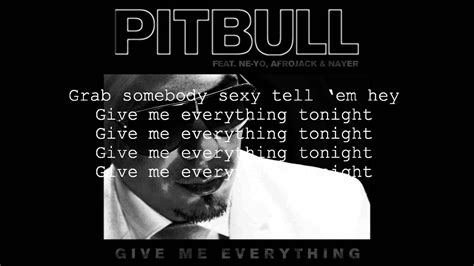 Pitbull Ft Ne Yo Give Me Everything Lyrics Youtube
