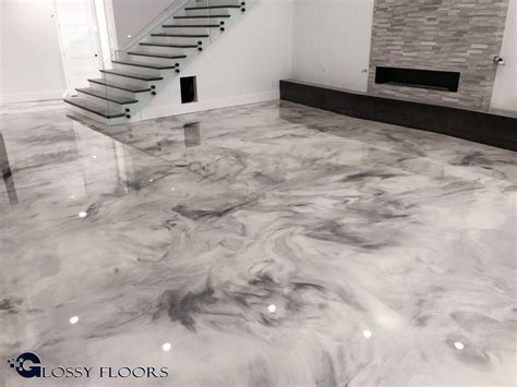 Metallic Marble Epoxy Floor From Glossy Floors Polished Concrete And
