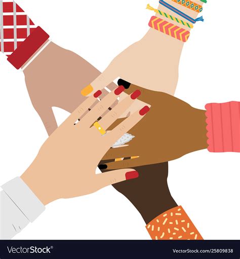 Hands Diverse Group People Putting Together Vector Image