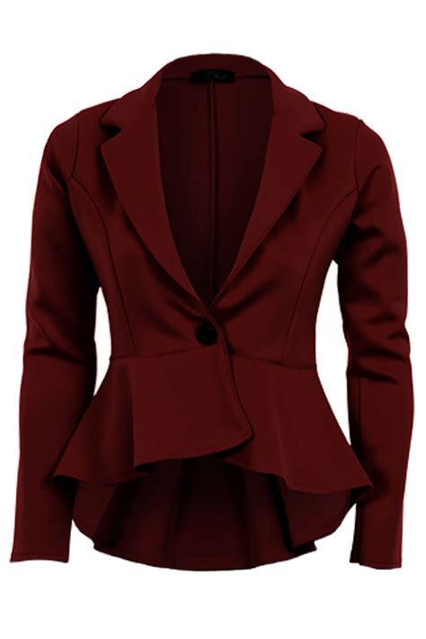 Womens Long Sleeve Frill Shift Fitted Low Back Blazer Ladies Jacket Ebay