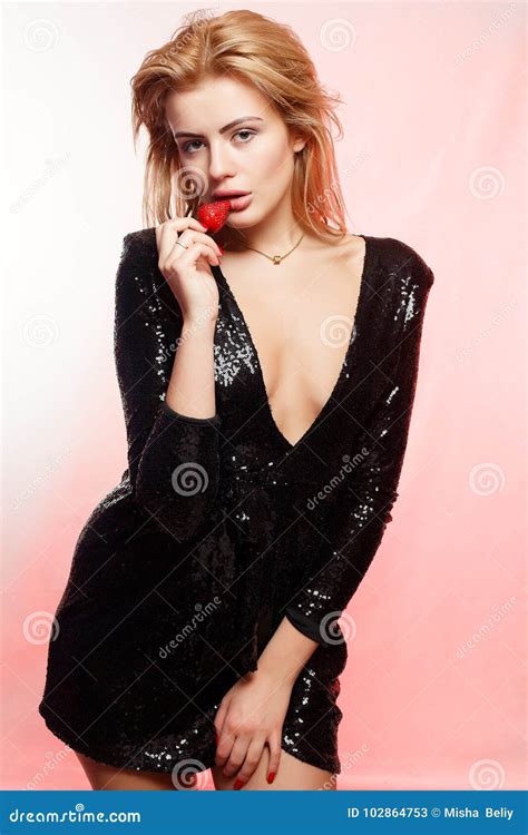 Blonde With Strawberries Stock Image Image Of Caring 102864753