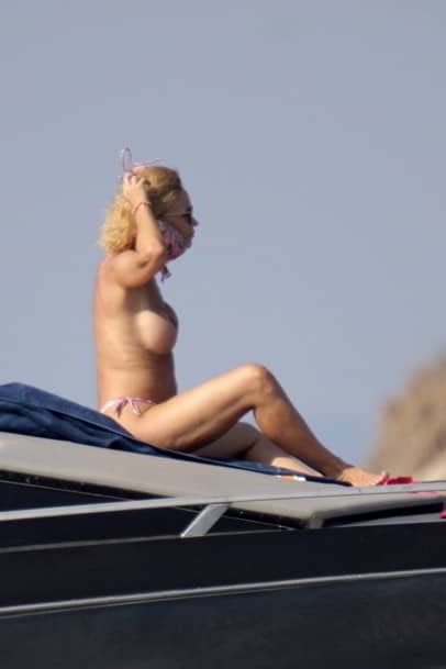 Marlene Mourreau Caught Topless On A Boat While On Vacation