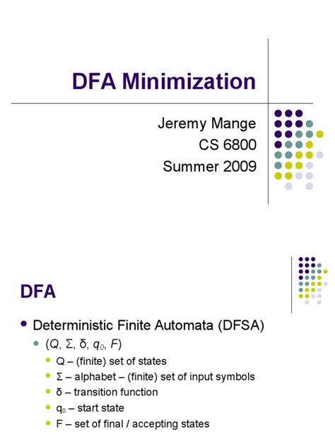 Dfa Minimization Pdf Theory Of Computation Models Of Computation