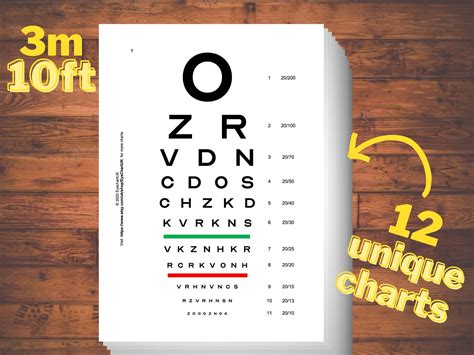 3m10ft Snellen Eye Charts A4letter Pdf Print At Home Sight Etsy