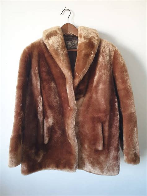 manteau en mouton doré fourrure veste sheep fur jacket vintage etsy france