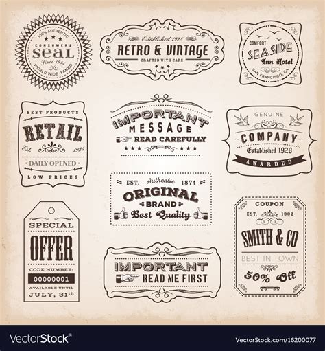 Vintage And Old Fashioned Labels And Signs Vector Image