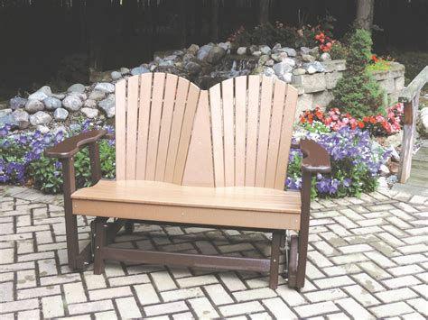 The color is mixed in the lumber so that it is throughout the furniture; Recycled Poly Patio Double Glider | Backyard furniture ...
