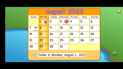 Starfall Calendar August 2022 Youtube
