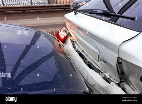 Accident On The Road Damaged Cars After A Collision Fragment Of A