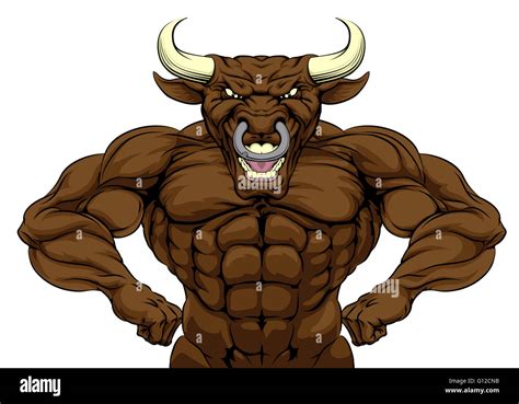 Cartoon Tough Mean Strong Bull Sports Mascot Stock Photo 103930775 Alamy