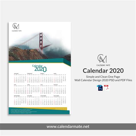Damas Simple And Clean One Page Free Wall Calendar Design Template
