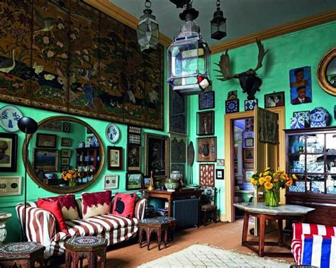 Eccentric English Home Of Peter Hinwood Room Living Room Green
