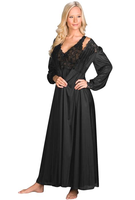 Shadowline Womens Silhouette Nightgown And Robe Peignoir Set 51737 Peignoir Sets Night Gown