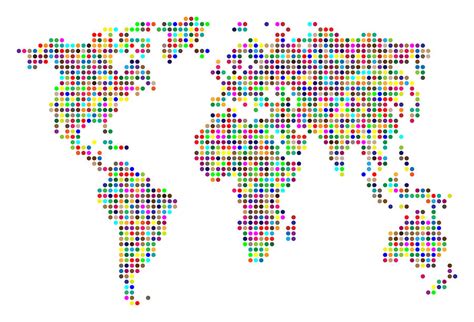 Dot Map Of The World Colour On White Digital Art By Michael Tompsett