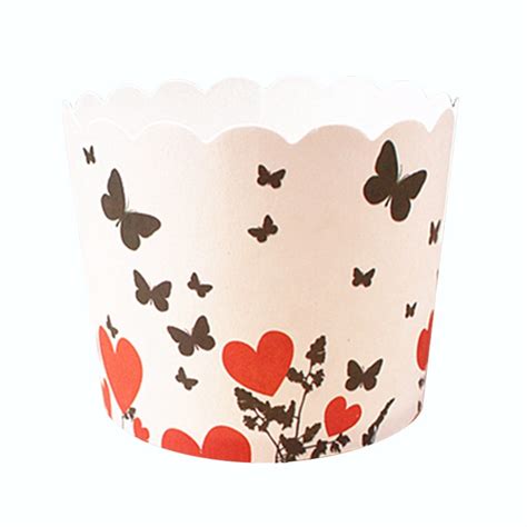 50pcs Big Size Red Love Heart Black Butterfly Muffin Paper Cupcake Cups