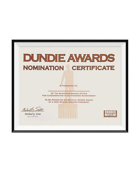 Dundie Awards Nomination Certificate 85 X 11