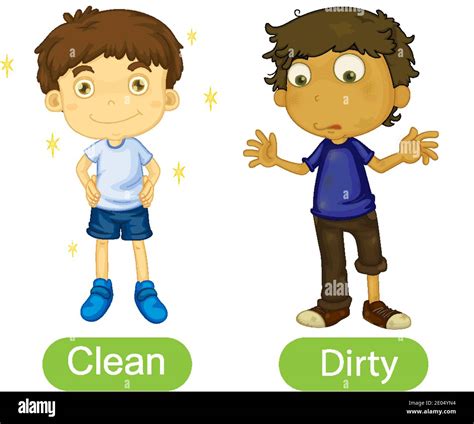 Opposite Words With Clean And Dirty Illustration Stock Vector Image