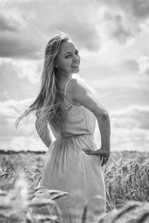 Beautiful Blonde In A Wheat Field Stock Image Image Of Cute Dress