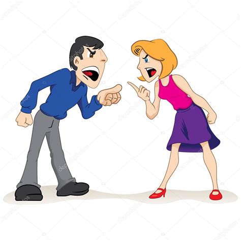 Ilustración Dos Personas Hombre Y Mujer Discutiendo Pareja Peleando