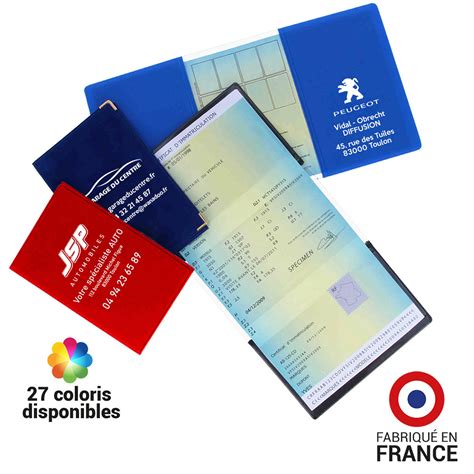 étui Porte Carte Grise 3 Volets Gomme Unie