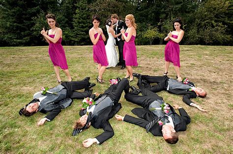 What's more fun than doing a zombie hunt during the wedding photography session? Group Photography Ideas: 20 Creative Wedding Poses for Bridal Party