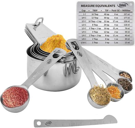 Kaluns 16 Piece Measuring Cups And Spoons Set Stainless Steel And Rust