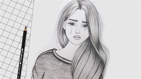 رسم بنات كيوت تعلم رسم بنت حزينة تبكي مع شعر طويل بالرصاص للمبتدئين Youtube