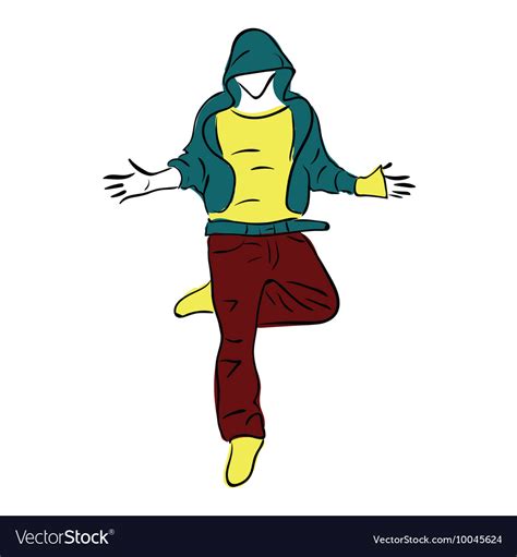 Hip Hop Dancer Contour Sketch Royalty Free Vector Image