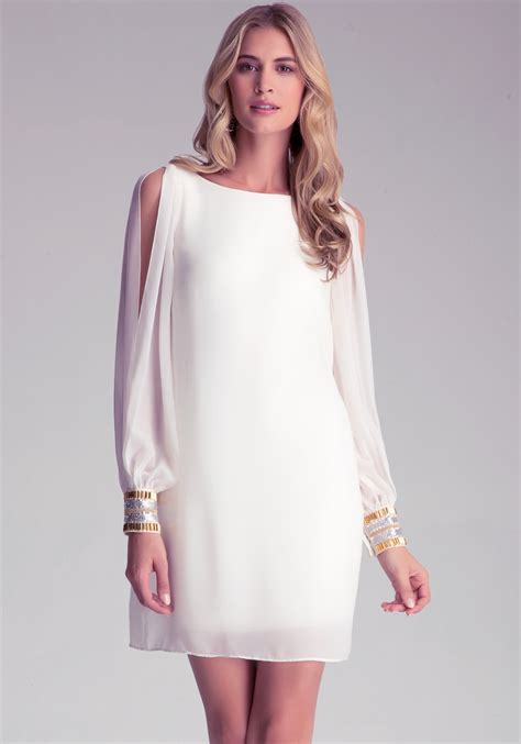 Bebe Bell Sleeve Mini Dress In White Lyst