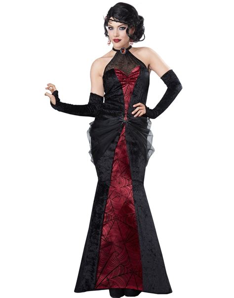 Black Widow Elegant Gothic Witch Vampire Adult Halloween Costume
