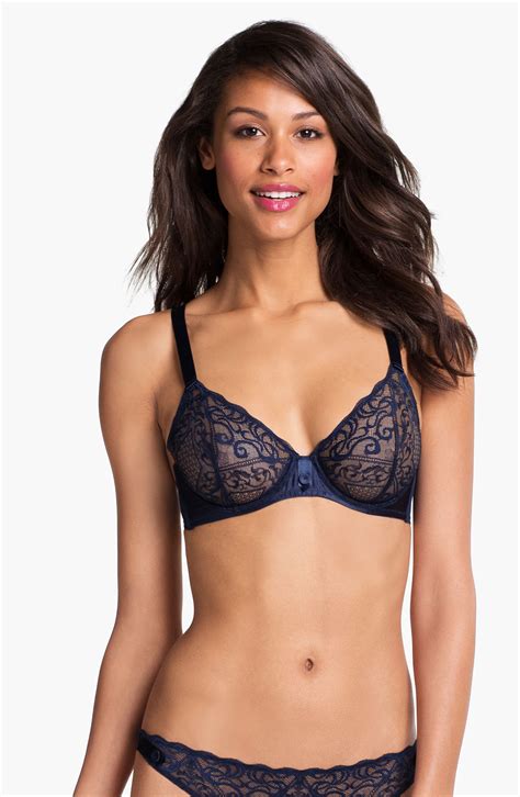 La Perla Lace Satin Underwire Bra In Blue Lyst