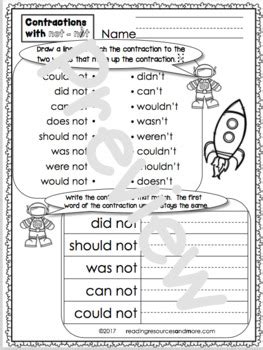 contractions   printables  activities  reading resources
