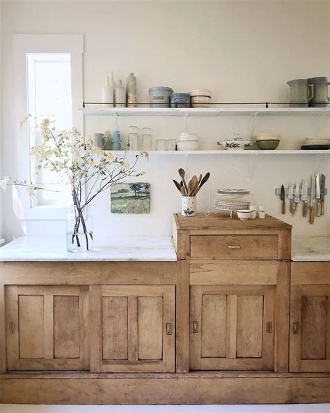 No more dark stains for these cabinets! @themarketbeautiful Vintage kitchen inspiration natural ...