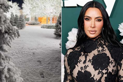 kim kardashian shares a closer look at her snow covered yard