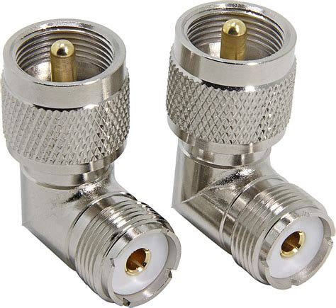 Pl259 Right Angle 2 Pack Rfadapter Uhf Male To Female Rf Coax