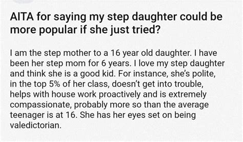 aita for saying my step daughter could be more popular if she just tried