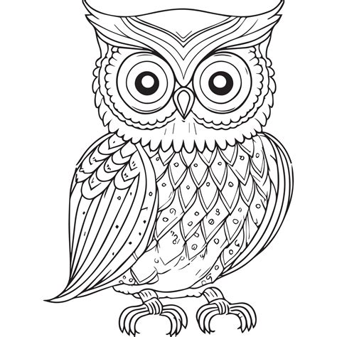 Owl Outline Vector Illustration Coloring Book For Children Cartoon