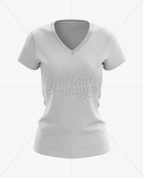 Womens V Neck T Shirt Mockup Front View Free Download Images High